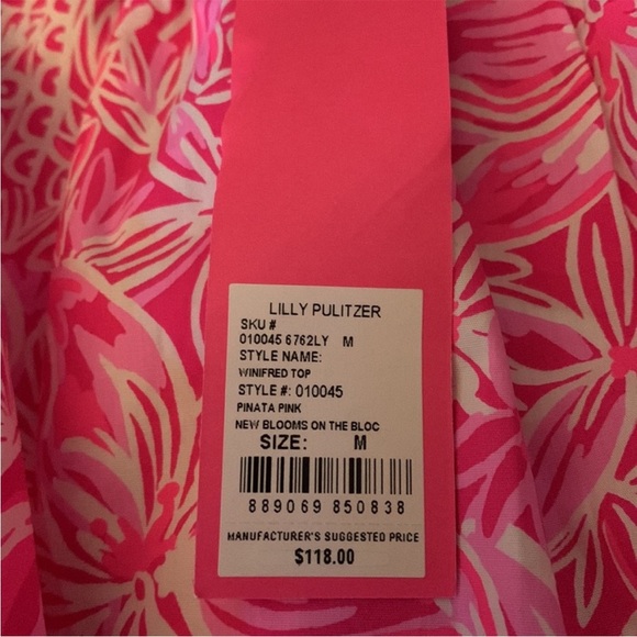 Lily Pulitzer Winifred Printed Cotton Piñata Pink Top - Picture 2 of 6